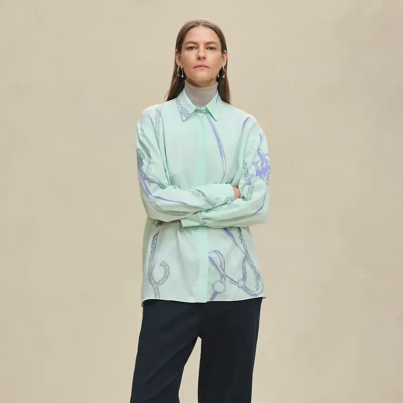 Hermès Chemise Masculine Vert Embrun