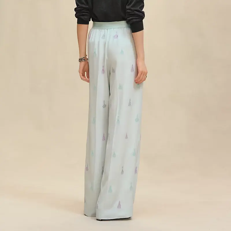 Hermès Embroidered Pyjama Pants Vert Embrun Size 42